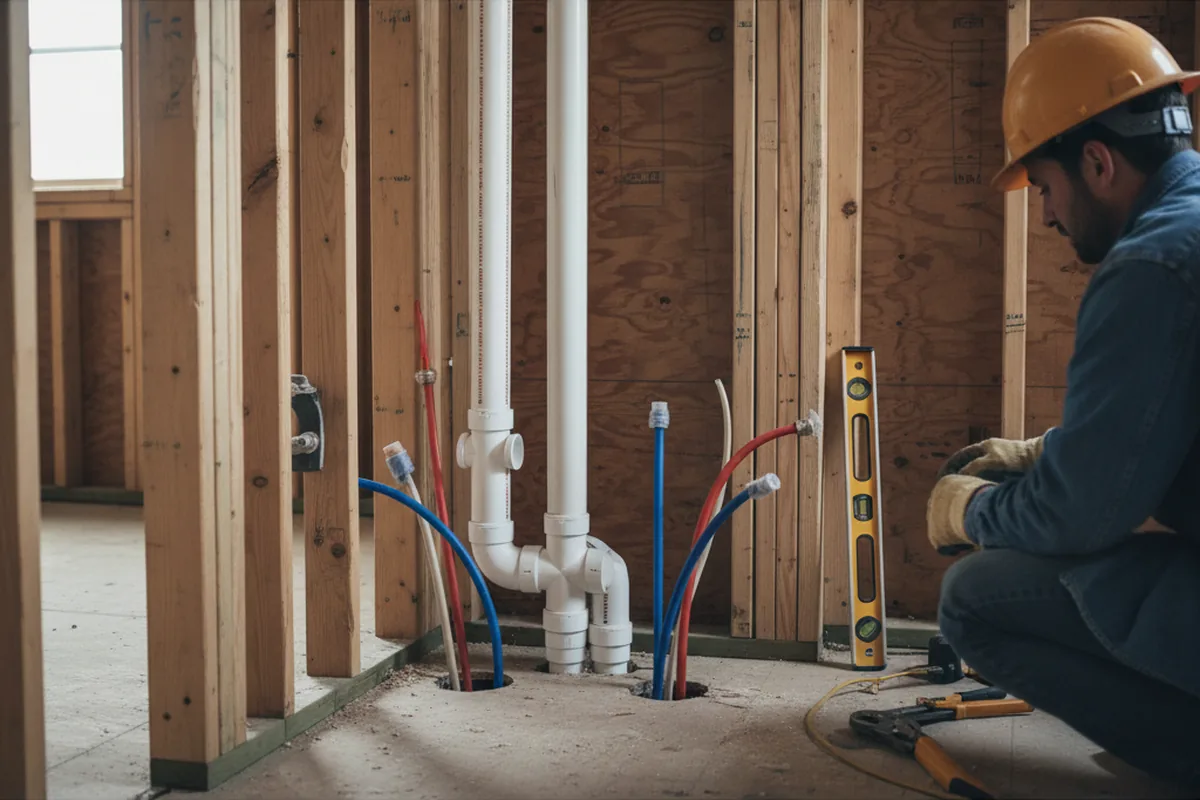Drain and supply rough-in during Leak Detection in Lady Lake